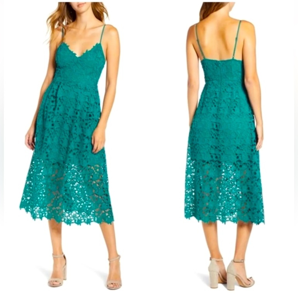 ASTR The Label A Line Lace Midi Dress - size S - green